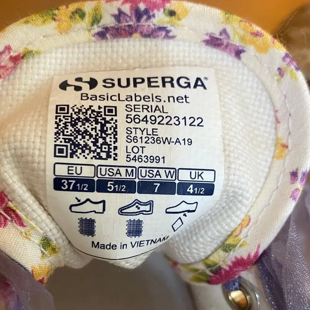 LoveShackFancy Floral Espadrille Platform Sneakers Superga Sheer Purple Laces